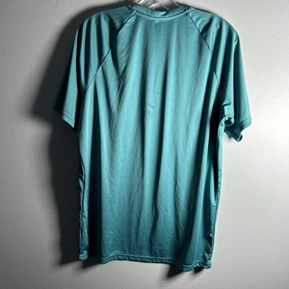 Nike Swim Mens Dri-FIT Short Sleeve Performance Rash Guard Shirt Teal NESSA586 M